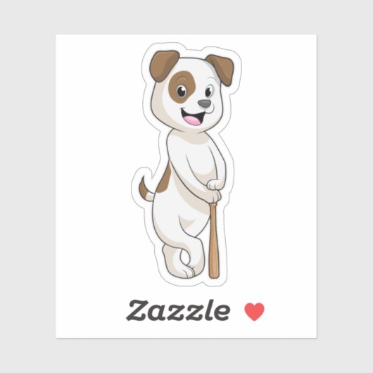 野球の犬と野球こうもり シール (シート)