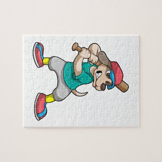 野球の犬と野球こうもり ジグソーパズル (横)