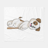 野球の犬と野球こうもり フリースブランケット (正面(横))