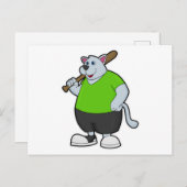 野球の犬と野球こうもり ポストカード (正面/裏面)