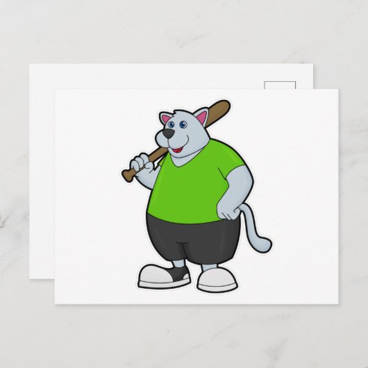 野球の犬と野球こうもり ポストカード (正面/裏面)