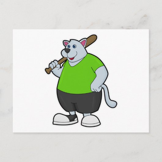 野球の犬と野球こうもり ポストカード (正面)