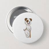 野球の犬と野球こうもり 缶バッジ (正面&裏面)