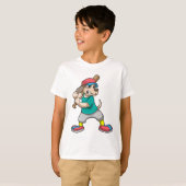 野球の犬と野球こうもり Tシャツ (正面フル)