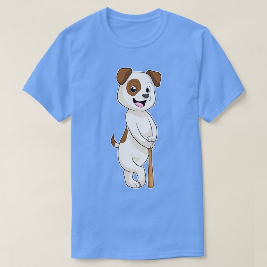 野球の犬と野球こうもり Tシャツ (デザイン正面)