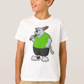 野球の犬と野球こうもり Tシャツ (正面)