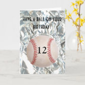 野球の球のバースデー・カード カード (黄色い花)