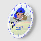 野球の男の子の柱時計 ラージ壁時計 (傾斜)