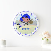 野球の男の子の柱時計 ラージ壁時計 (ホーム)