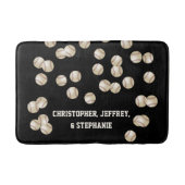 野球の白黒ネームパーソナライズされた・プラッシュ バスマット (正面)