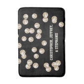 野球の白黒ネームパーソナライズされた・プラッシュ バスマット (正面縦)