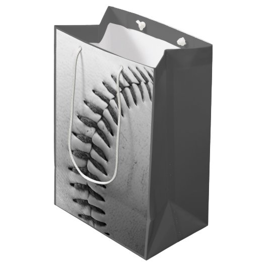 野球の白黒 ミディアムペーパーバッグ (正面アングル)