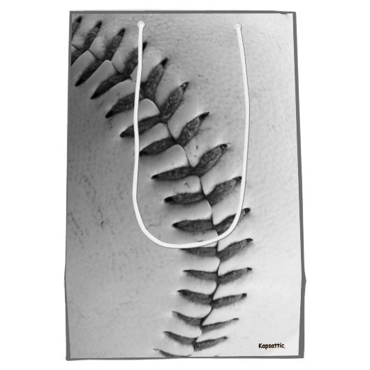 野球の白黒 ミディアムペーパーバッグ (裏面)