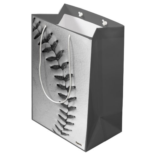 野球の白黒 ミディアムペーパーバッグ (裏面アングル)