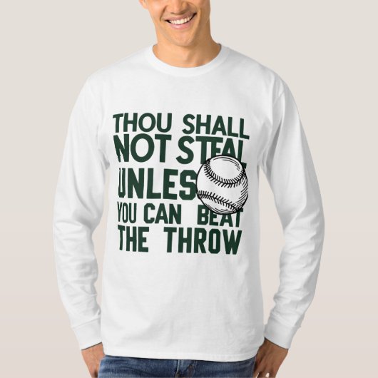 野球の盗みユーモアシャツ Tシャツ (正面)