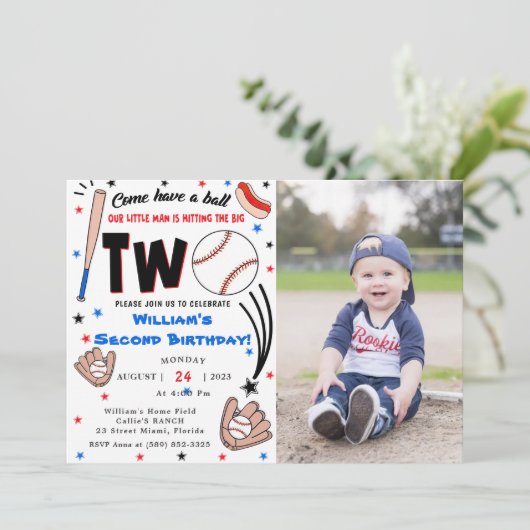 野球の第2の誕生日パーティー 招待状 (スタンド正面)