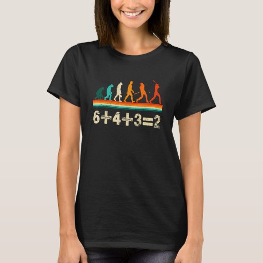 野球の算数 6+4+32 ダブルプレイ 野球選手 Tシャツ (正面)