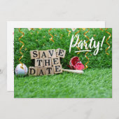 野球の節約日パーティー 招待状 (正面/裏面)