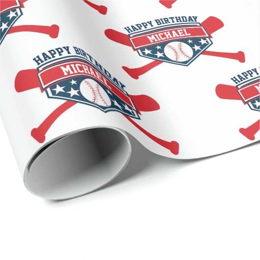 野球の紋章はあなたの大事な行事を個人化します ラッピングペーパー (ロールコーナー)