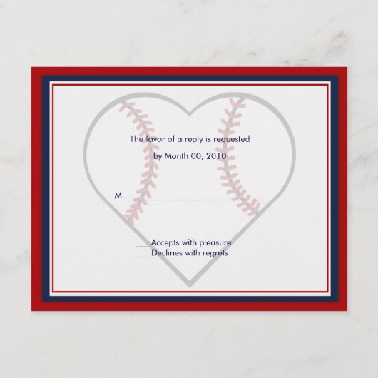 野球の結婚式の返信カード 出欠カード (正面)