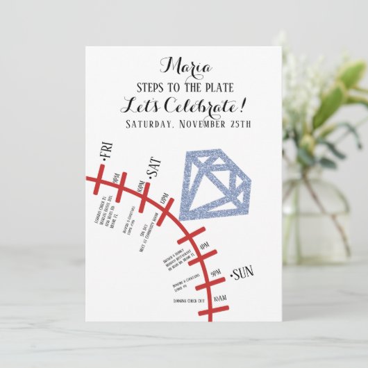 野球の花嫁のための週末旅行の予定 招待状 (スタンド正面)