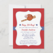 野球の花形選手の男の赤ちゃんのブライダル・シャワー 招待状 (正面)