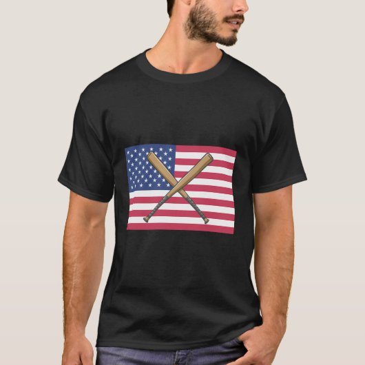 野球の衣装アメリカ国旗のギフト野球 Tシャツ (正面)