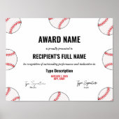 野球の表彰状 – インスタント ポスター (正面)