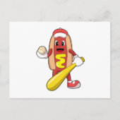 野球の試合でホットドッグを食べる野球のバットを持った人 ポストカード (正面)