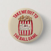 野球の試合のヴィンテージの一見ボタンに私を連れ出して下さい 缶バッジ (正面)