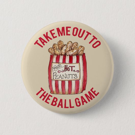 野球の試合のヴィンテージの一見ボタンに私を連れ出して下さい 缶バッジ (正面)
