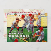 野球の誕生会の男の子は男の子です 招待状 (正面/裏面)