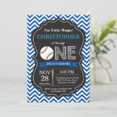 野球の誕生日おめでとう！１歳の誕生日パーティー 招待状 (スタンド正面)