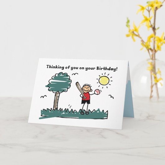 野球の誕生日が少年の外スティックのフィギュア カード (黄色い花)