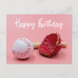 野球の誕生日の単語が緑のプレイヤー用 ポストカード