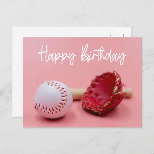 野球の誕生日の単語が緑のプレイヤー用 ポストカード (正面/裏面)