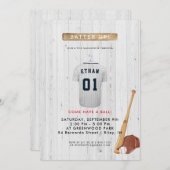 野球の誕生日の招待状の上のねり粉 招待状 (正面/裏面)