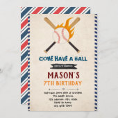 野球の誕生日の招待状 招待状 (正面/裏面)