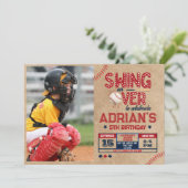 野球の誕生日の男の子写真 招待状 (スタンド正面)