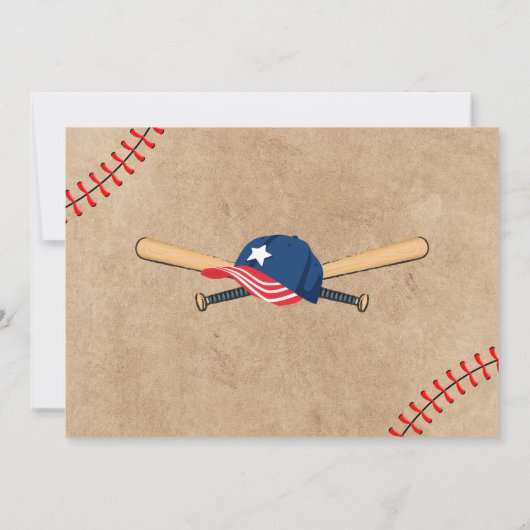 野球の誕生日の男の子写真 招待状 (裏面)