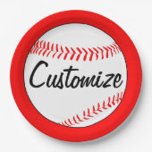 野球の誕生日パーティカスタムチーム名と色 ペーパープレート (正面)