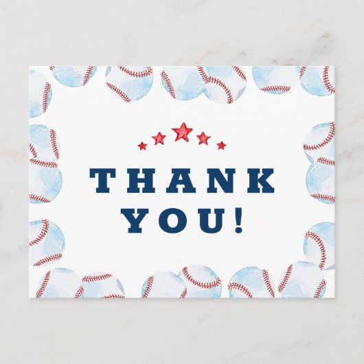 野球の誕生日パーティーありがとうはがき ポストカード (正面)
