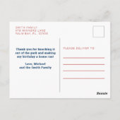 野球の誕生日パーティーお礼ポストカード ポストカード (裏面)