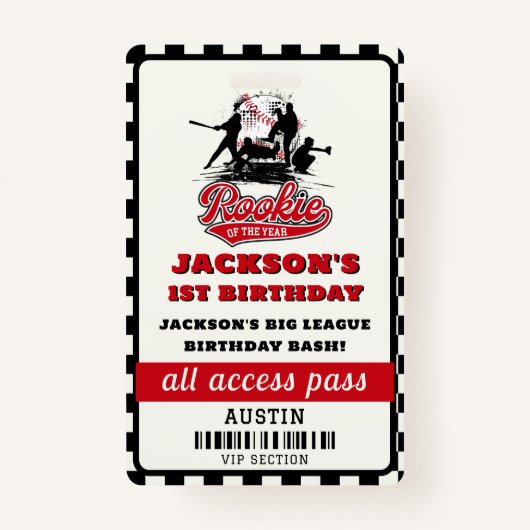 野球の誕生日パーティーのルーキー バッジ (正面)