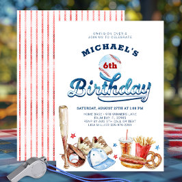 野球の誕生日パーティーの招待状でブランコに乗る 招待状