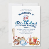 野球の誕生日パーティーの招待状でブランコに乗る 招待状 (正面)