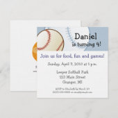 野球の誕生日パーティーの招待状 - 5.25"x5.25" 招待状 (正面/裏面)