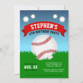 野球の誕生日パーティーへの招待 招待状 (正面)