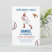 野球の誕生日パーティーへの招待 招待状 (スタンド正面)