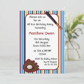 野球の誕生日パーティーへの招待 招待状 (スタンド正面)